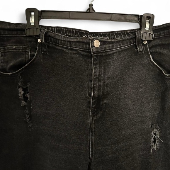 Fashion Nova Black Distressed Flare Jeans - Picture 2 of 4